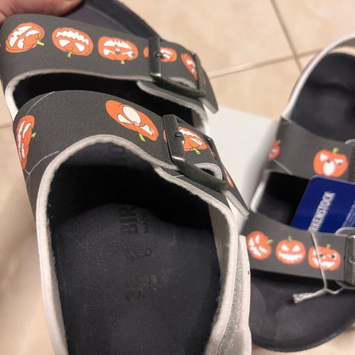 Birkenstock limited edition sandals size 38 black and orange new