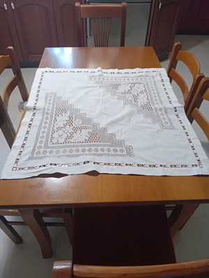 Handmade embroidered tablecloth like new with cutwork design