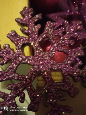 Χριστουγεννιάτικα στολίδια μεταχειρισμένα, σετ 22 τεμαχίων σε φουξ και μωβ αποχρώσεις