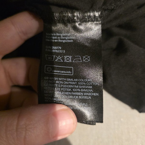 H&M men's black T-shirt, size M, 100% cotton