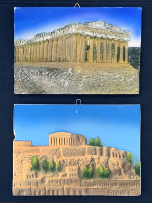 Gypsum decorative handmade Parthenon, pack of 2, like new