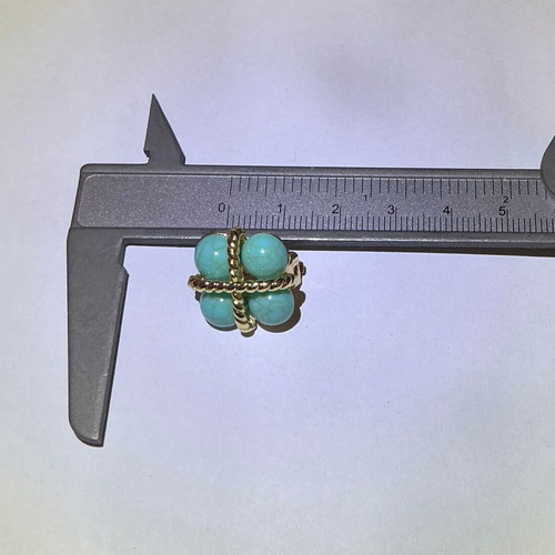 Turquoise stone clip-on earrings, gold tone