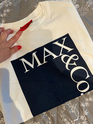 Max & Co t shirt μεταχειρισμένο, λευκό με μπλε, μέγεθος small