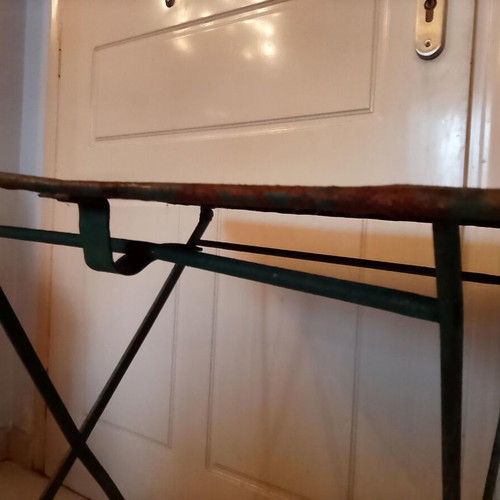 Antique Folding Table French 1920-50 Used, Solid Wrought Iron