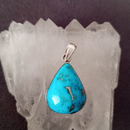 Turquoise Energy Crystal Silver Pendant new