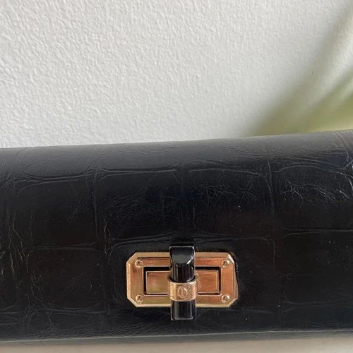 Clutch bag like new, black with chain strap for shoulder or hand