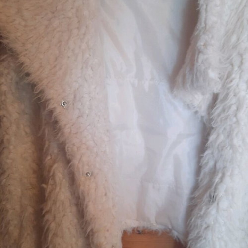 Benetton faux fur coat used, white/cream, size M