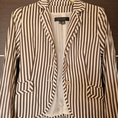 Blazer Zara Woman striped beige and brown, like new