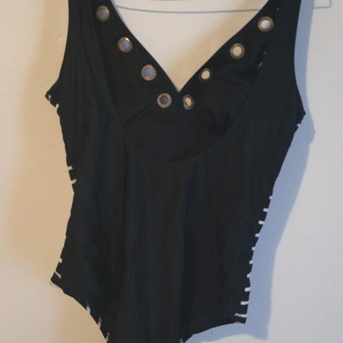 Katia One Piece Swimwear black and white stripes with eyelet details like new
