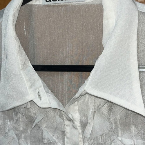 Aslanis white semi-sheer shirt with embossed details size M like new