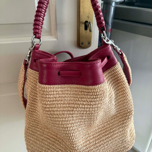 Callista raffia and leather hand bag new with red details