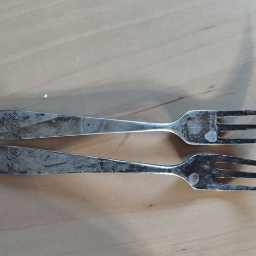Set of 3 silver 800 forks used with Greek monogram 19th century