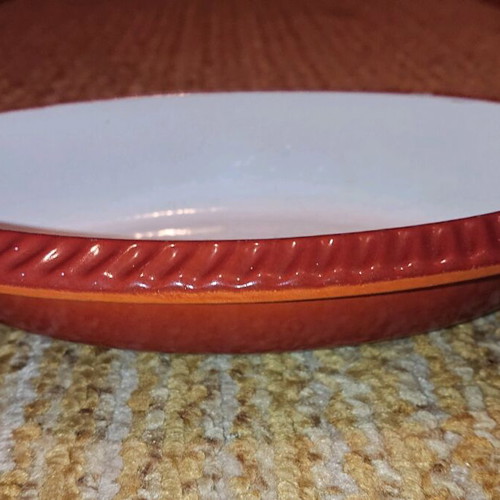 Cast iron enameled cookware used