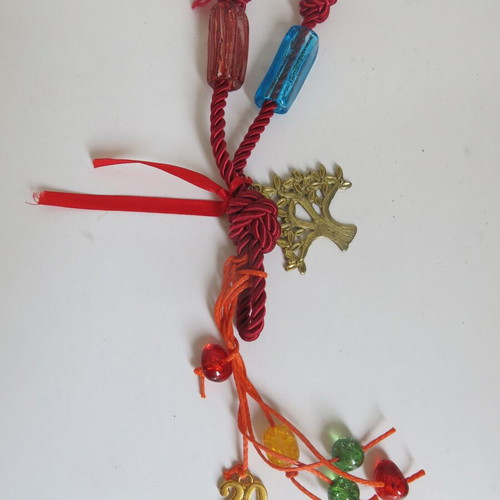 Amulet with beads and metal parts for 20th anniversaries new