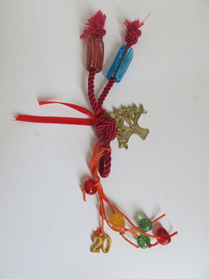 Amulet with beads and metal parts for 20th anniversaries new