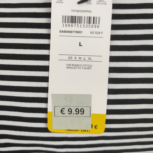 Terranova Mariniera T-shirt new, black and white, size M