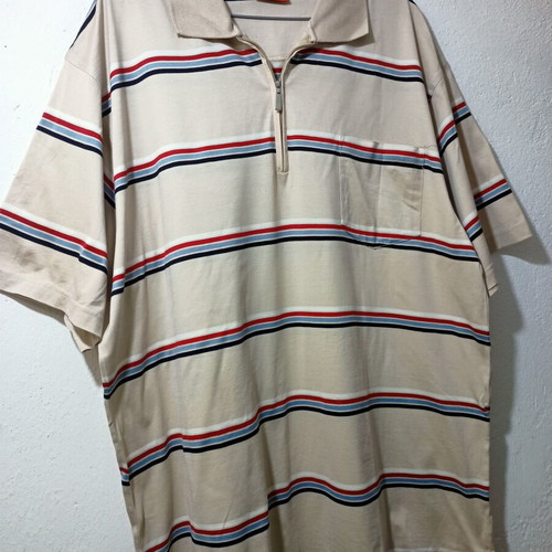 San Marco vintage polo T-shirt 4XL like new, beige multicolor cotton