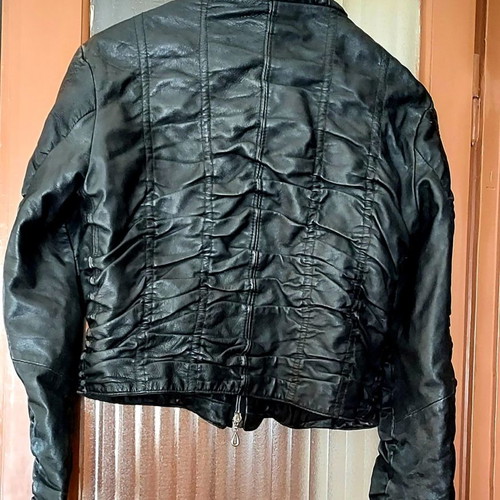 Women's leather crinkled jacket like new, black, size S