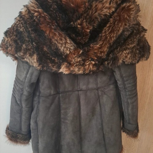 Leather mouton coat like new, gray, size XL