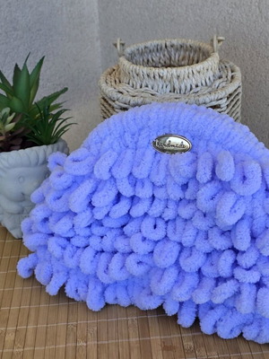 Puffy τσάντα 20x30cm χειροποίητη, μωβ, καινούργια