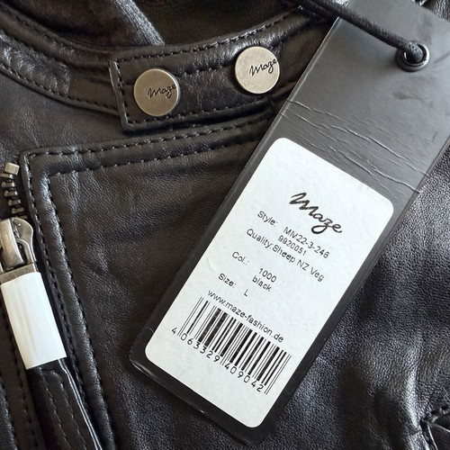 Maze Biker Leather Jacket new, black, size L