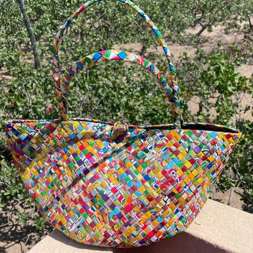 Handmade bag from magazine unused