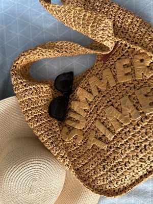 Straw beach bag handmade new, shoulder, beige