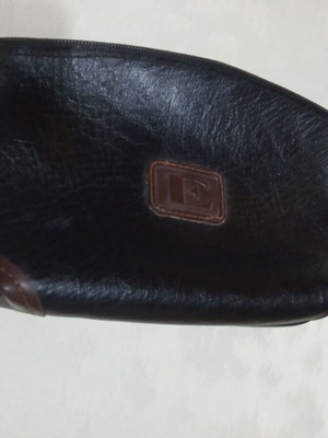 Handbag used, leather style, black with zipper