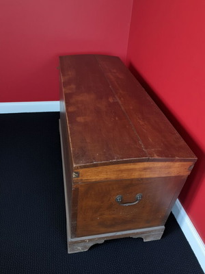 Large traditional wooden chest used, sturdy with metal handles