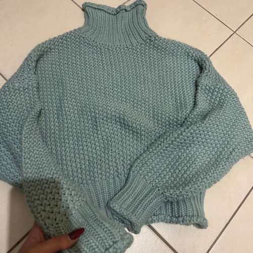 H&M knitted sweater used, thick, turquoise, size small