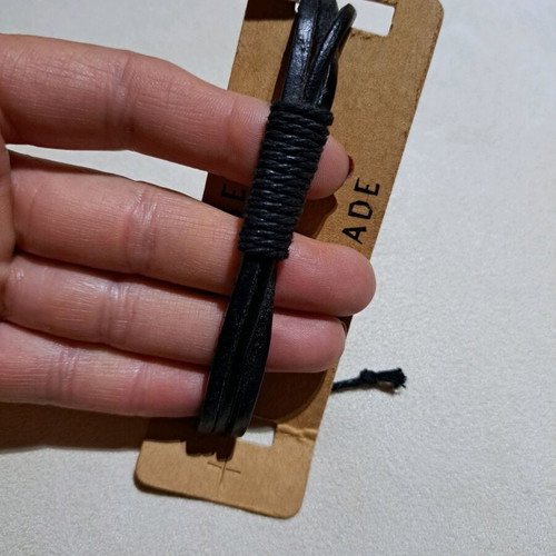 Handmade leather bracelet unisex with adjustable cord brown new