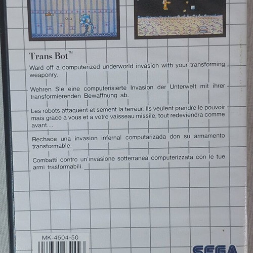Jeu TRANSBOT Sega Master System EN BOITE - Édition PAL 1986 | Jeu Rétro SMS Boîte Sans Notice Bon État