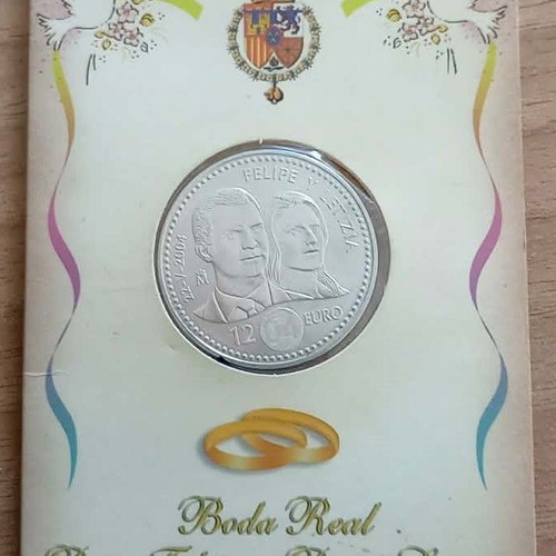 Spain 12 Euros 2004 Juan Carlos I Prince Philip Royal Wedding in coincard new