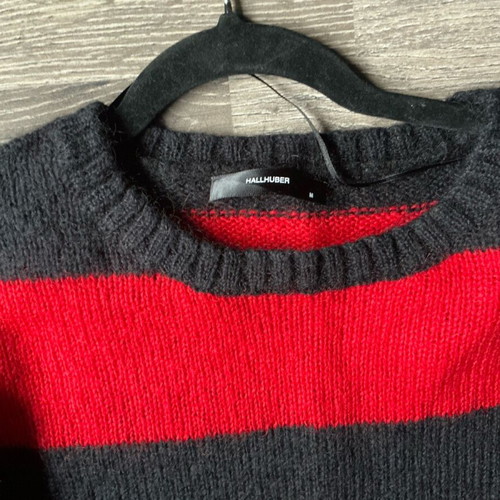 Hallhuber striped sweater red/black size M like new