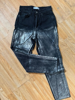 Jeans black and silver like new, high waist, size XS
