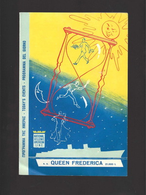 Λιθογραφικό πρόγραμμα ημέρας του s.s. Queen Frederica μεταχειρισμένο, 1960