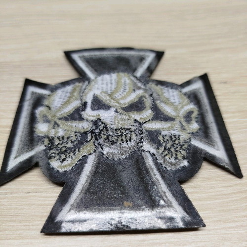 Iron Cross embroidered patch new with 3 skulls