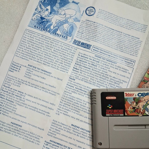 Asterix & Obelix SNES game with manual and Greek instructions used