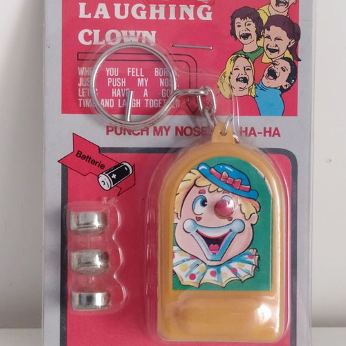 Laughing Clown keychain new, 1980s