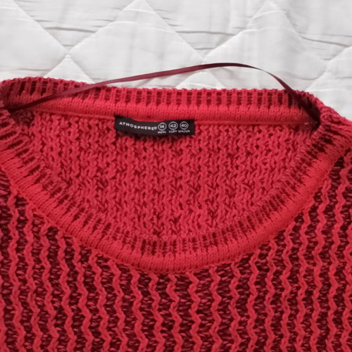 Women's sweater with unique knit design, like new, black and red, XL