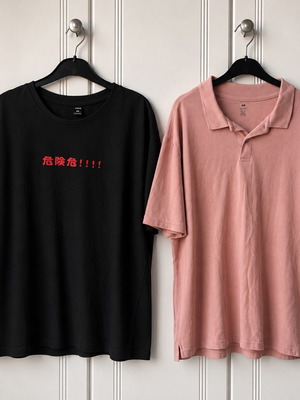 Men's T-shirt set XXL like new, H&M pink polo and black Shein