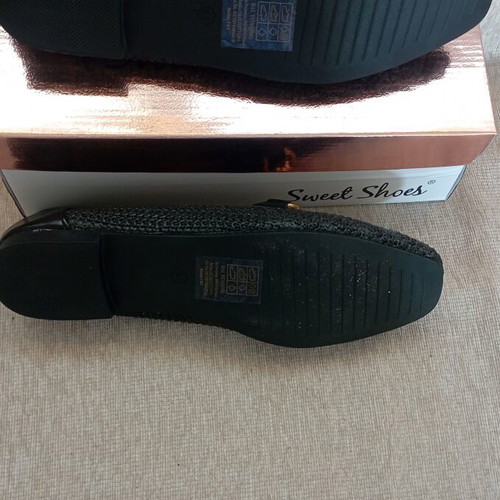 Sweet Shoes black loafers with gold buckle, size 40