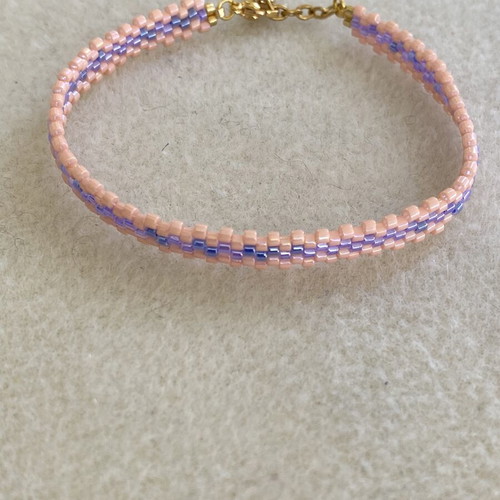 Handmade bracelet with Miyuki Delica beads pink and purple new