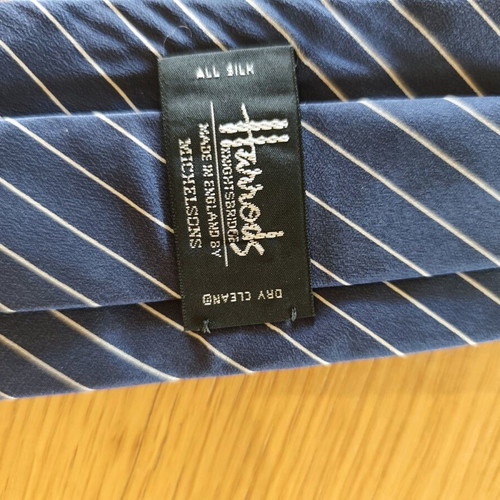 Harrods vintage tie new, blue silk collectible