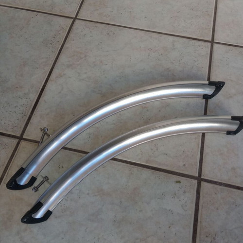 Bicycle fenders new silver rubber plastic