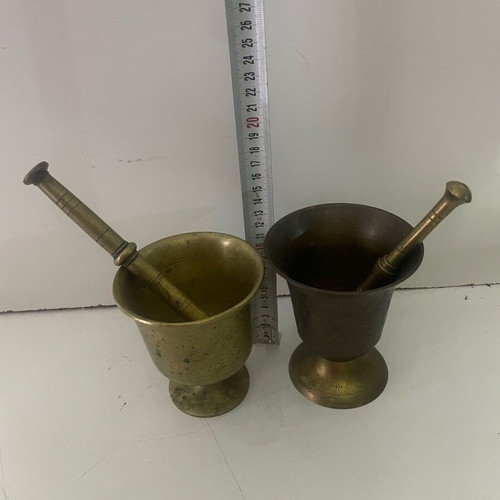Brass mortars used, set of 2 pieces