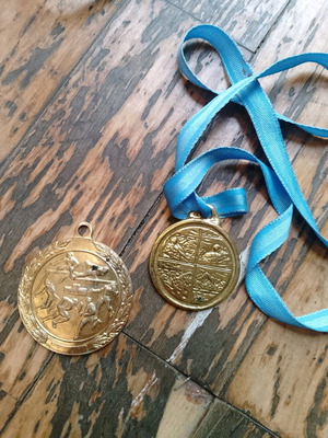 Sport medals used, set of 2