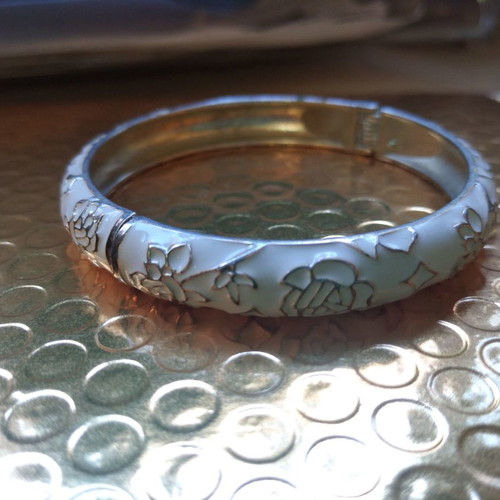 Handmade metal bracelet new with embossed rose designs