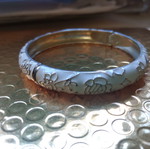 Handmade metal bracelet new with embossed rose designs
