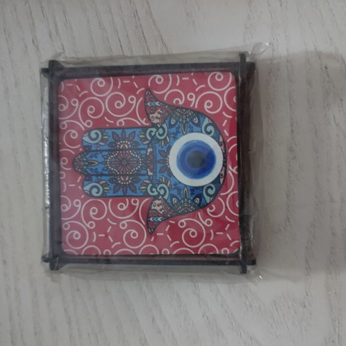 Wooden coasters with tarot designs in wooden case, new
